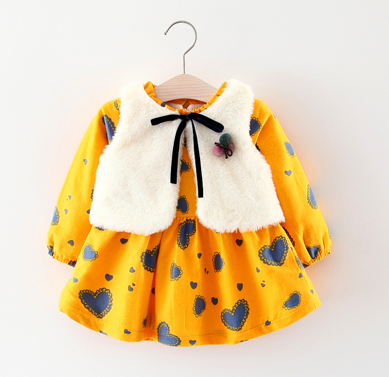 Baby Garden baby jurk vest - set - Geel