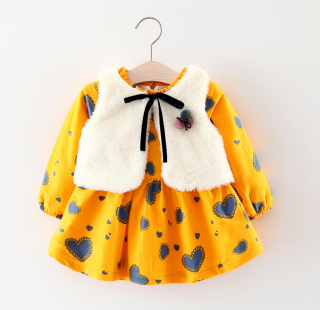 Baby Garden baby jurk vest setje - Geel maat 74