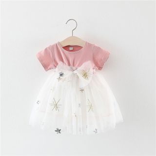 Baby Garden baby jurk wit roze maat 74